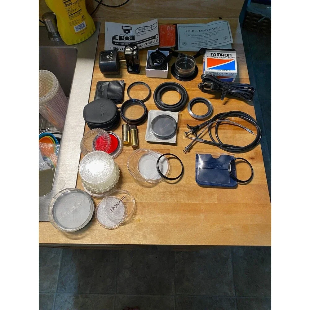 Vintage Camera Lens Accessories Lot Filters Adapters Nikon Tamron Promaster